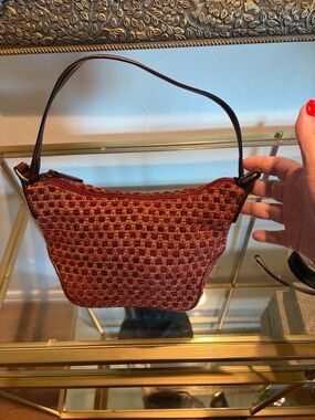 Fossil Red and Brown Mini Crossbody Pouch